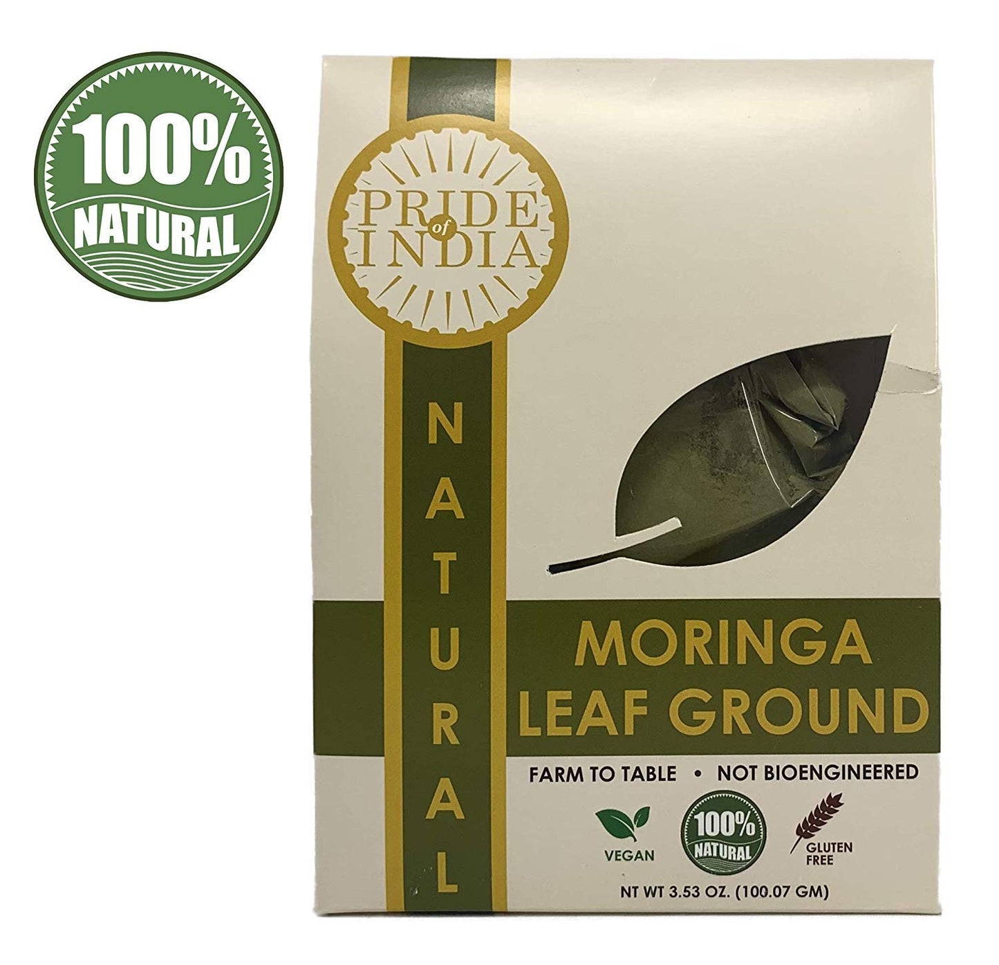 Premium Grade Pure & Raw Sun-dried Moringa Leaf Ground, (3.53oz - 100gm)