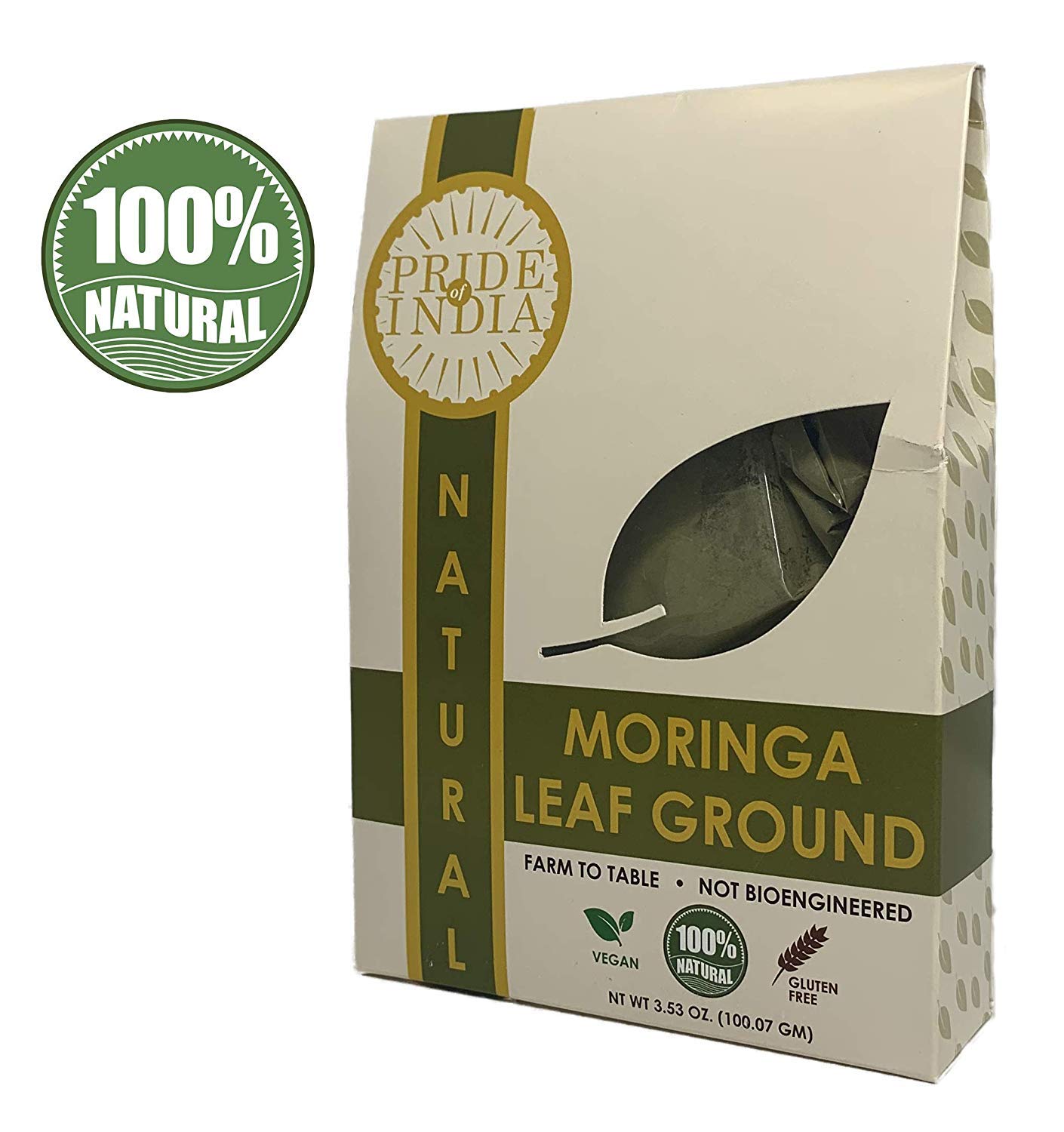 Premium Grade Pure & Raw Sun-dried Moringa Leaf Ground, (3.53oz - 100gm)